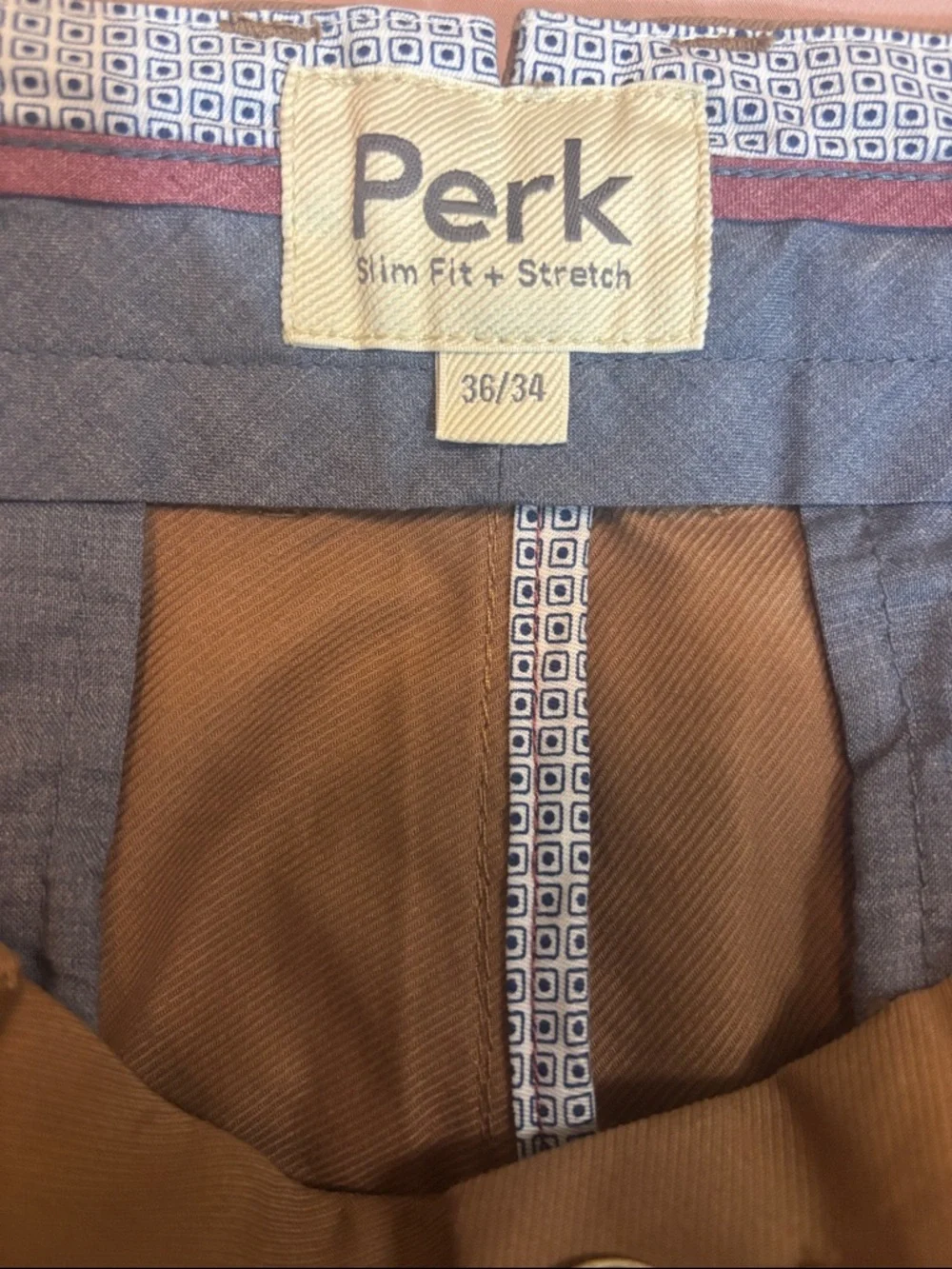 Brown Men’s Casual Chino Pants Perk 36/34